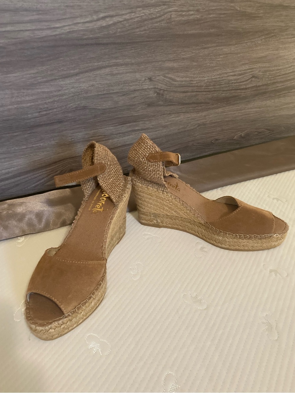 Vidorreta Tan peep-toe Espadrille Wedge Sandals EU 39